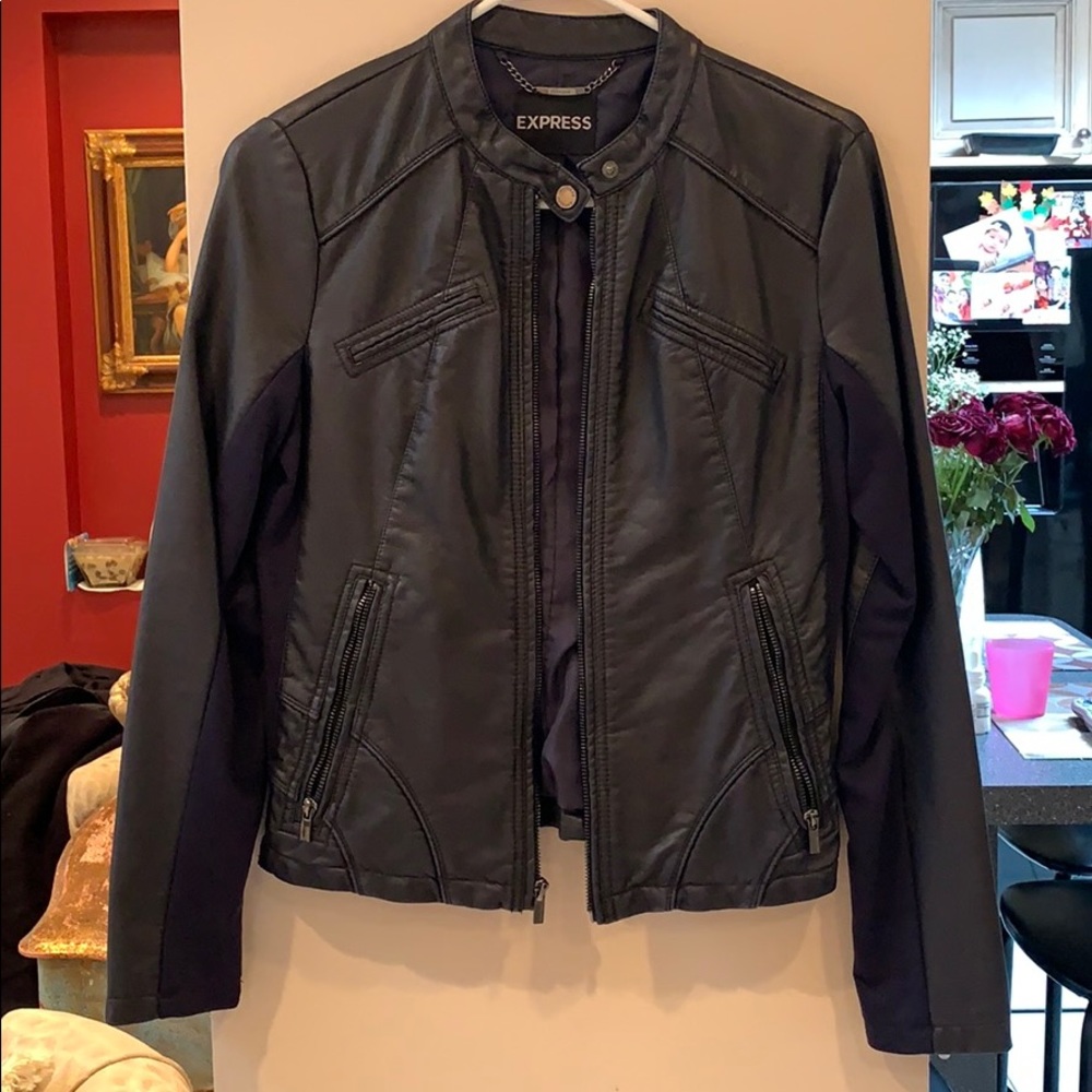 Navy Express leather jacket